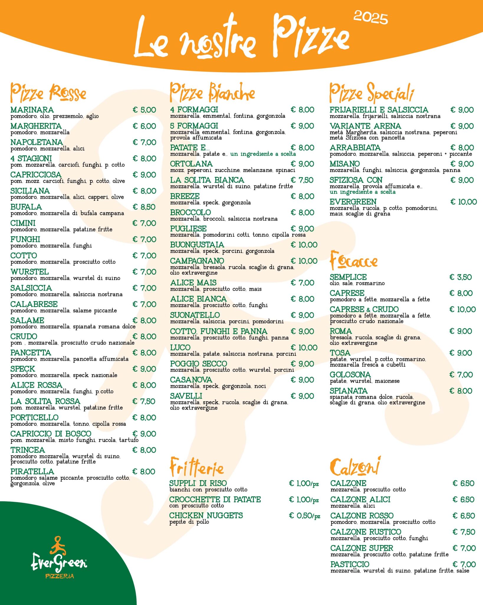 Menù Pizze EverGreen Montesilvano - Specialità Artigianali e Fritti